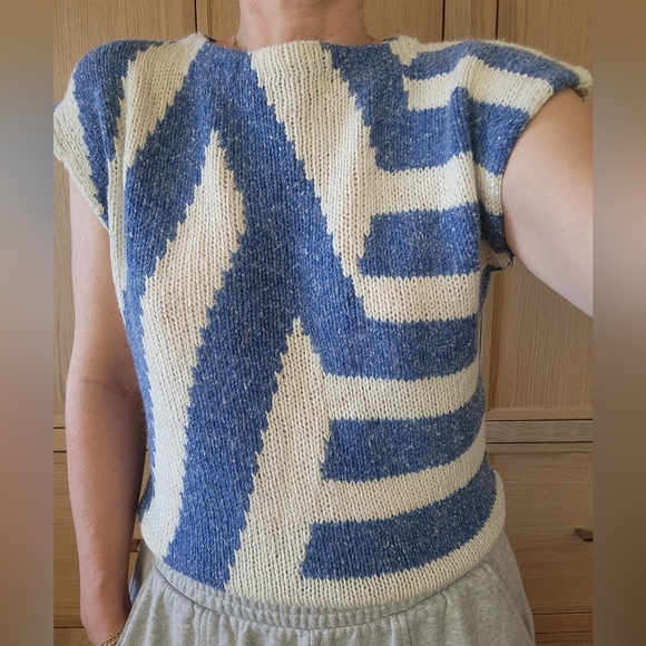 80's‎ 90's Vintage stripe Silk sleeveless cap sleeve sweater - Picture 7 of 7